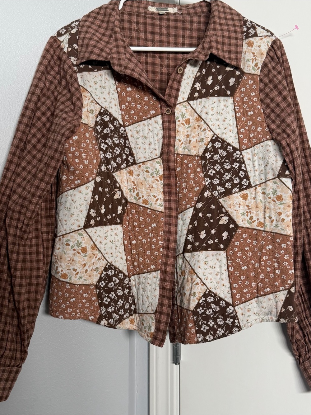 gimmicks by BKE Brown Patchwork Floral Utility Jacket